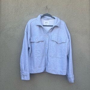 Aerie fleece cropped oversized shacket women's size large trucker shacket